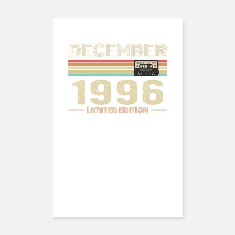 December 1996 Birthday December 1996 December Poster 8" x 12" (20x30 cm)