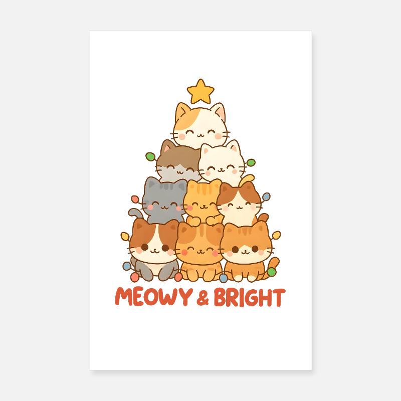 Meowy and Bright Cat Stack, Love Kittens  Poster 8" x 12" (20x30 cm)