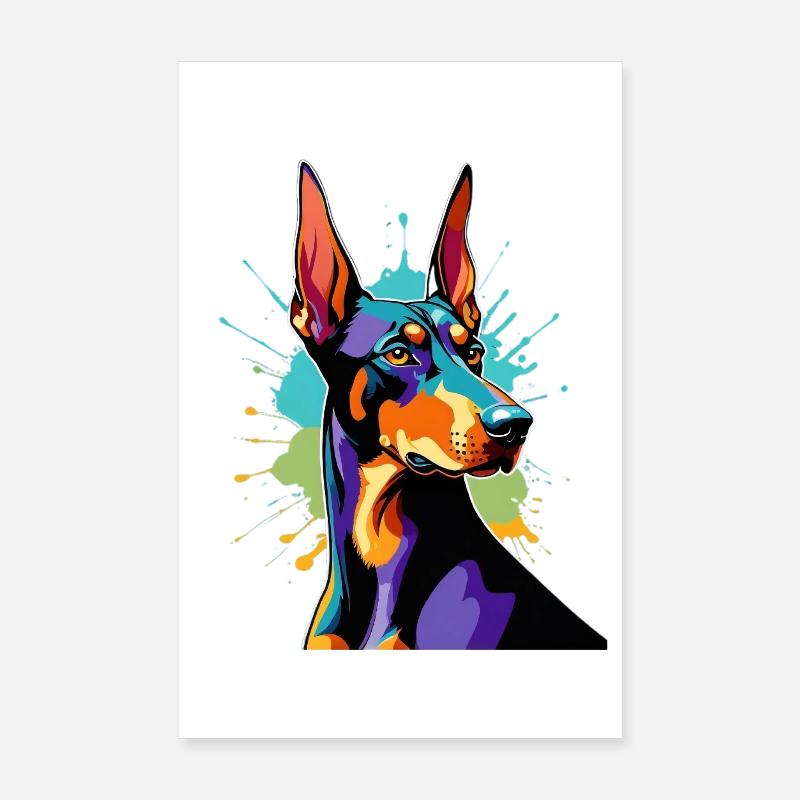 Farbexplosion Dobermann Poster 20x30 cm