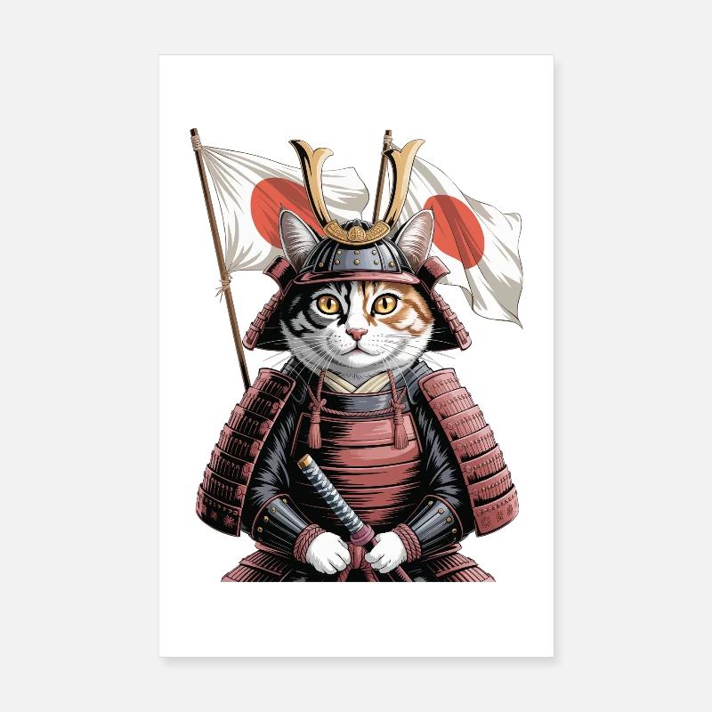 Japan Katze Samurai Poster 20x30 cm