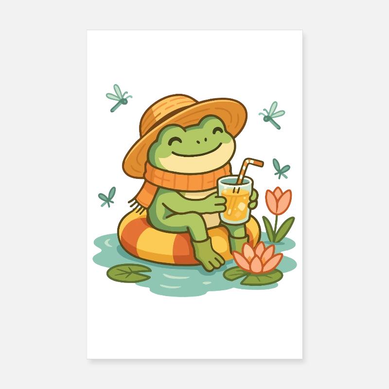 Sommer Frosch – Cozy Frog mit Limonade Poster 20x30 cm