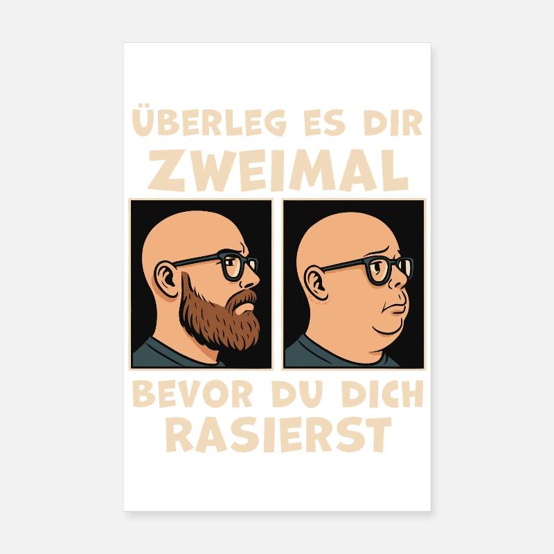 Before After Shaving Joke Beard Wearer Poster 8" x 12" (20x30 cm)