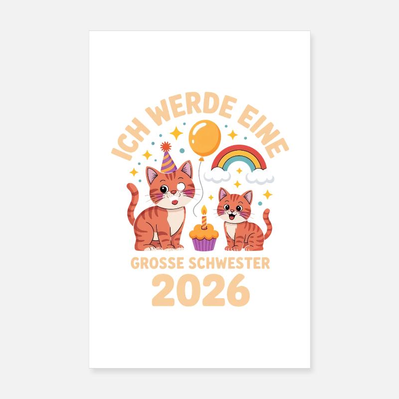 Ich werde eine grosse Schwester 2026 Katze Kitten Poster 20x30 cm