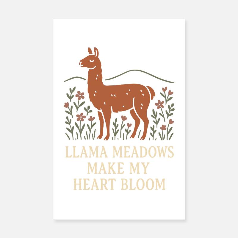Cottagecore Lama Ästhetisches Süßes Nutztier Poster 20x30 cm