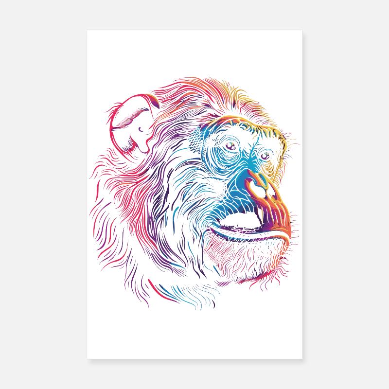 Singe Psychédélique Néon Poster 20 x 30 cm