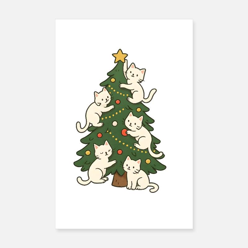 Arbre de Noël à moustaches, Amour Chats, Chatons Poster 20 x 30 cm