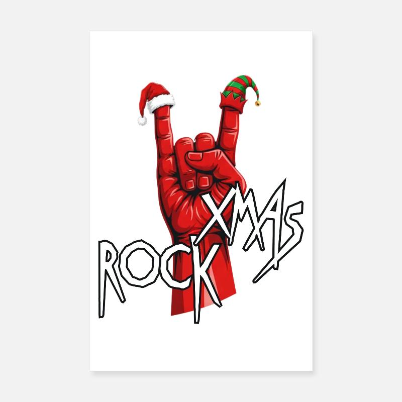 Xmas Rock Hand - Poster 20x30 cm - Weiß
