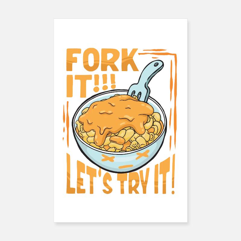 Macaroni au fromage Fourchette It Poster 20 x 30 cm