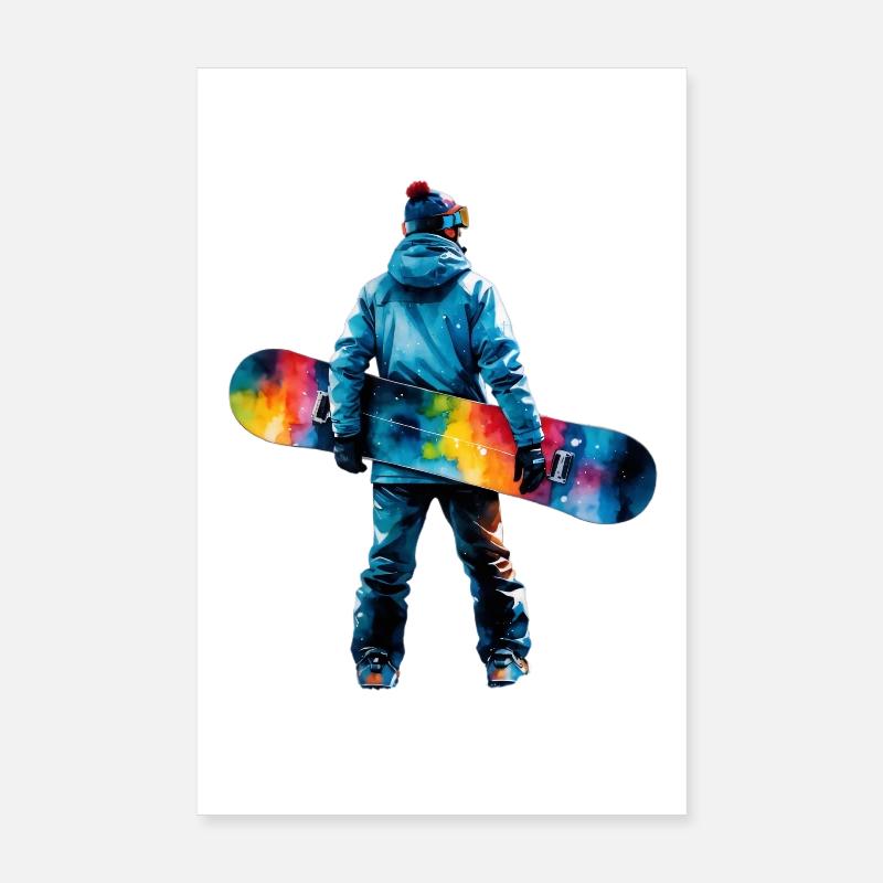 Farbexplosion Snowboarder Poster 20x30 cm