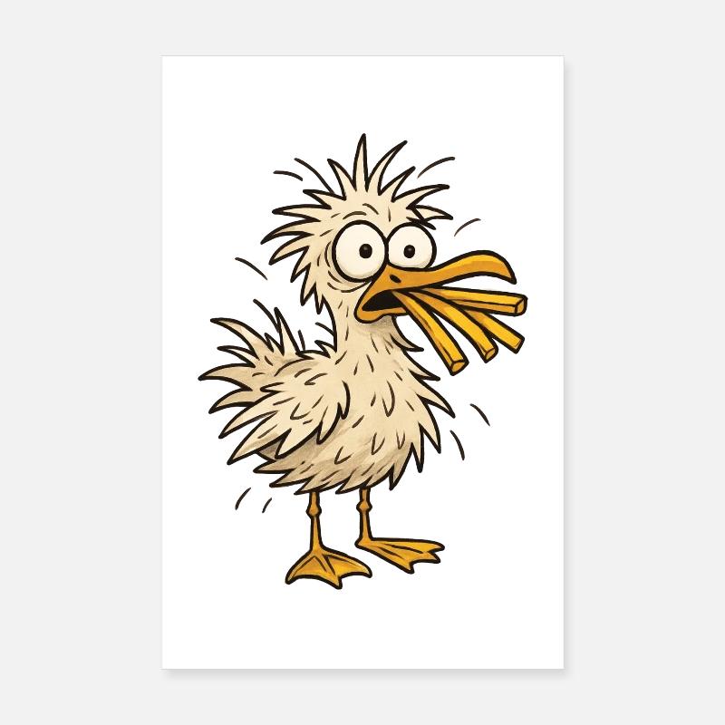 Komische Möwe Mit Pommes Poster 20x30 cm