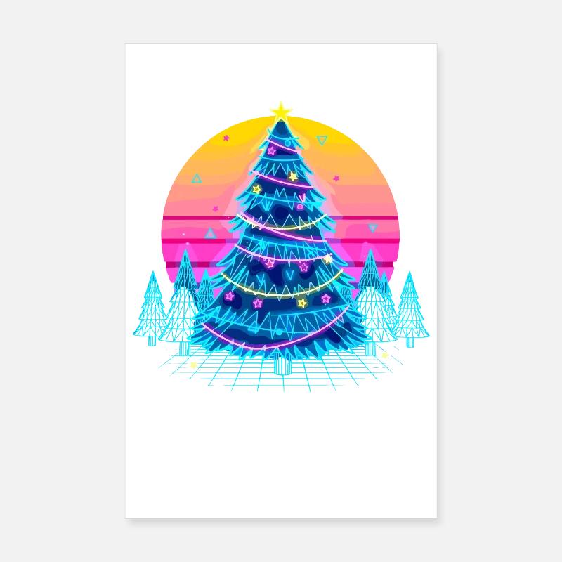 Néon arbre de Noël coucher de soleil Poster 20 x 30 cm