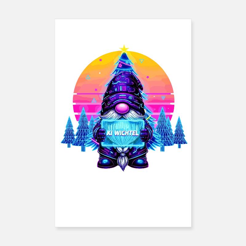 KI WICHTEL - Synthwave Retrowave 80s Poster 20x30 cm