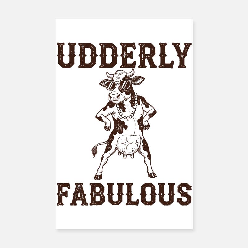 Vintage Blague Humour Jeu De Mots Vache Poster 20 x 30 cm