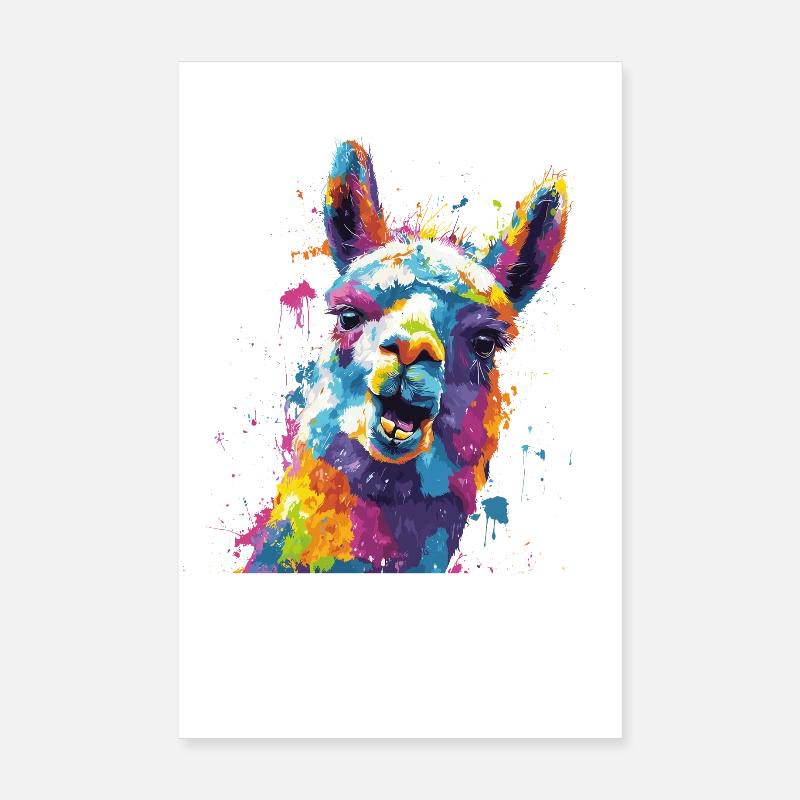 Llama Color Explosion Poster 8" x 12" (20x30 cm)