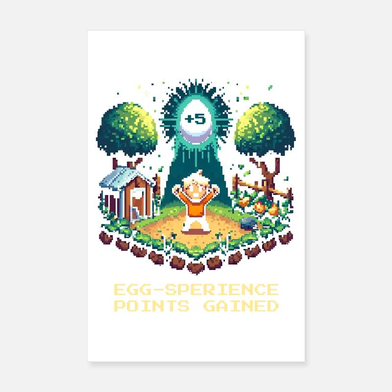Egg-sperience points collected | Level Up Humor Poster 8" x 12" (20x30 cm)