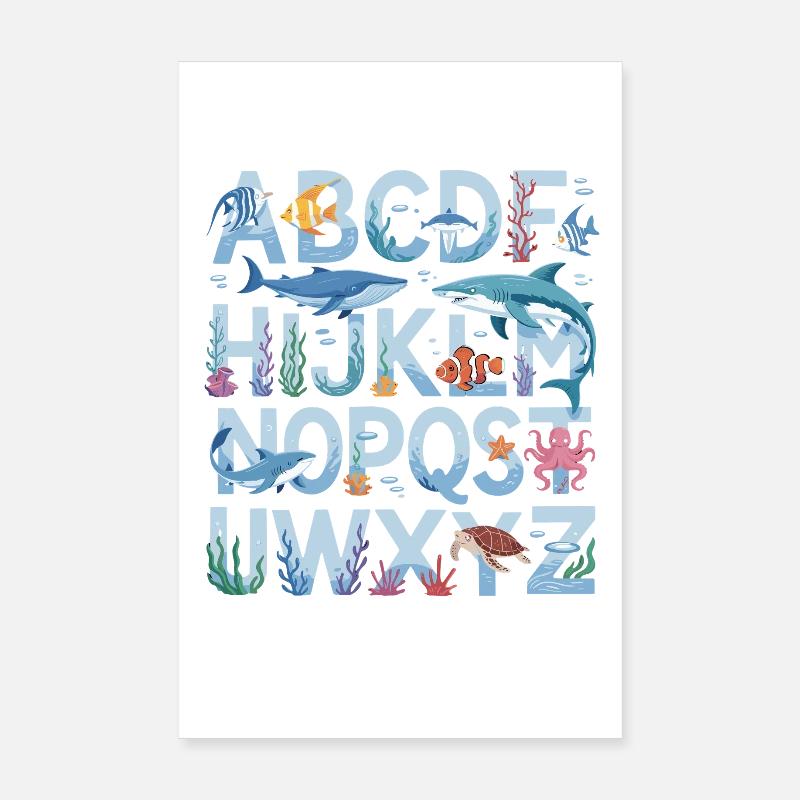 ABC Underwater World Alphabet Apprendre Fun pour Poster 20 x 30 cm