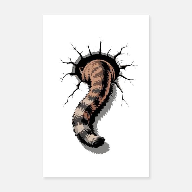La queue de chat semble sortir du trou photo de chat drôle Poster 20 x 30 cm