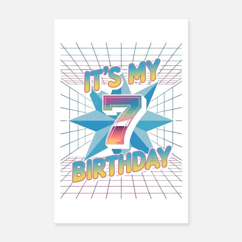 7. Geburtstag Geschenk im coolen 80er Jahre Stil Poster 20x30 cm