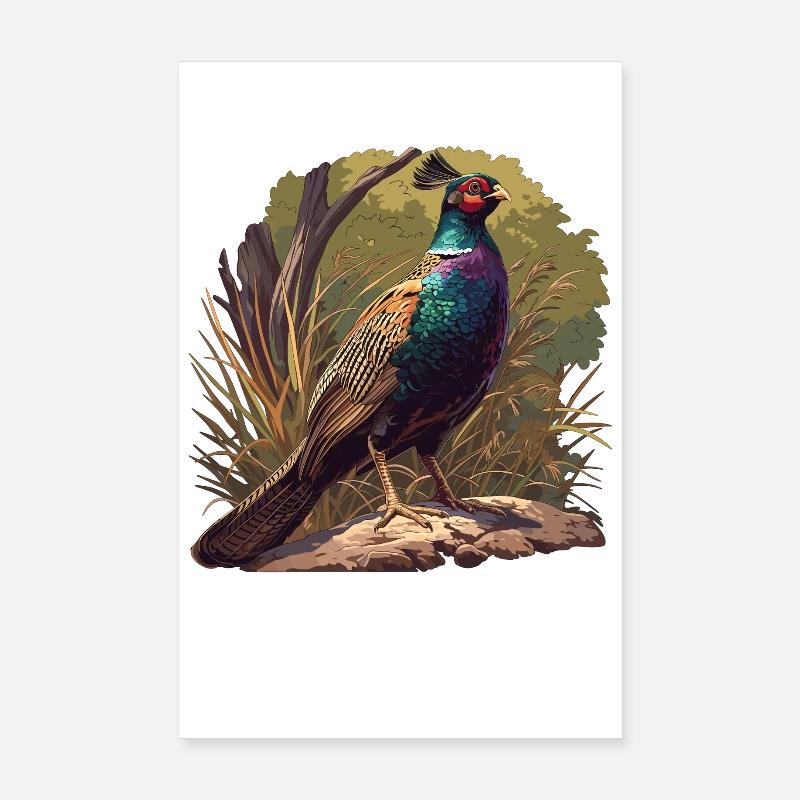 Pheasants Pheasant Poster 8" x 12" (20x30 cm)