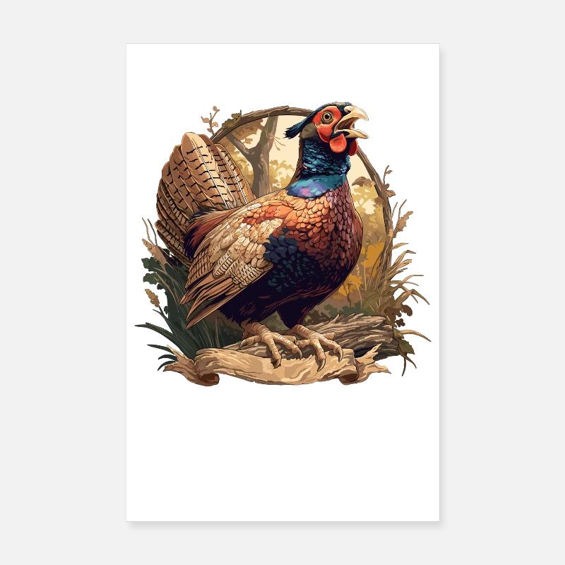 Pheasants Pheasant Poster 8" x 12" (20x30 cm)