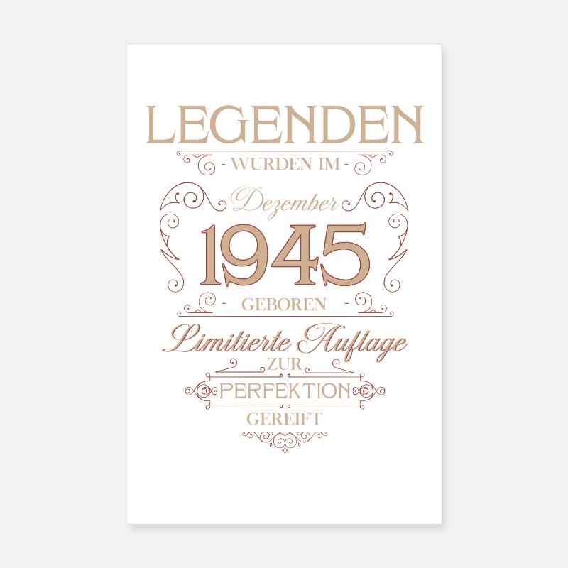 80th Birthday Legend December Born in 1945 Poster 8" x 12" (20x30 cm)