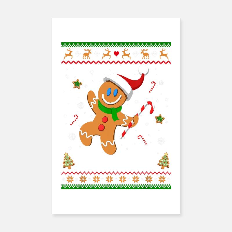 Hässliches Weihnachtspullover Lebkuchenmann Lustiges Geschenk Poster 20x30 cm