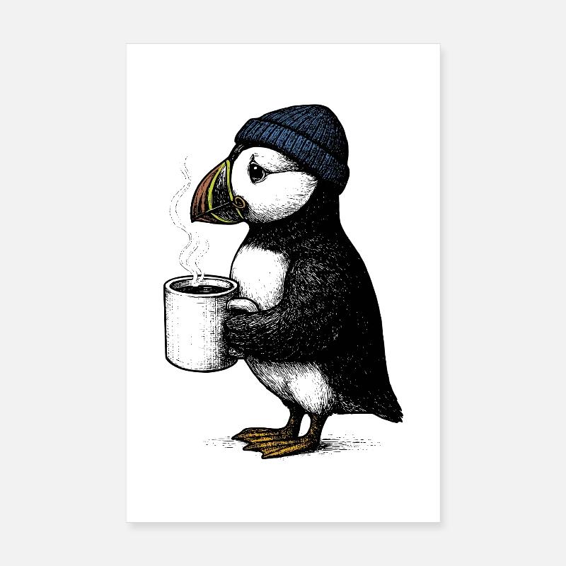 Coffee Puffin Poster 8" x 12" (20x30 cm)