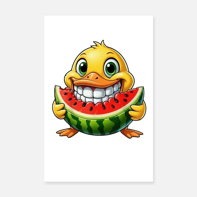 Merry Duck Pastèque Pastèque Délice d’été Poster 20 x 30 cm
