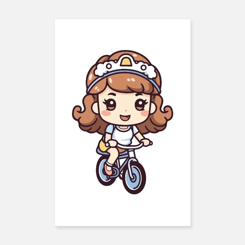 Fahrrad Mädchen Comic Poster 20x30 cm