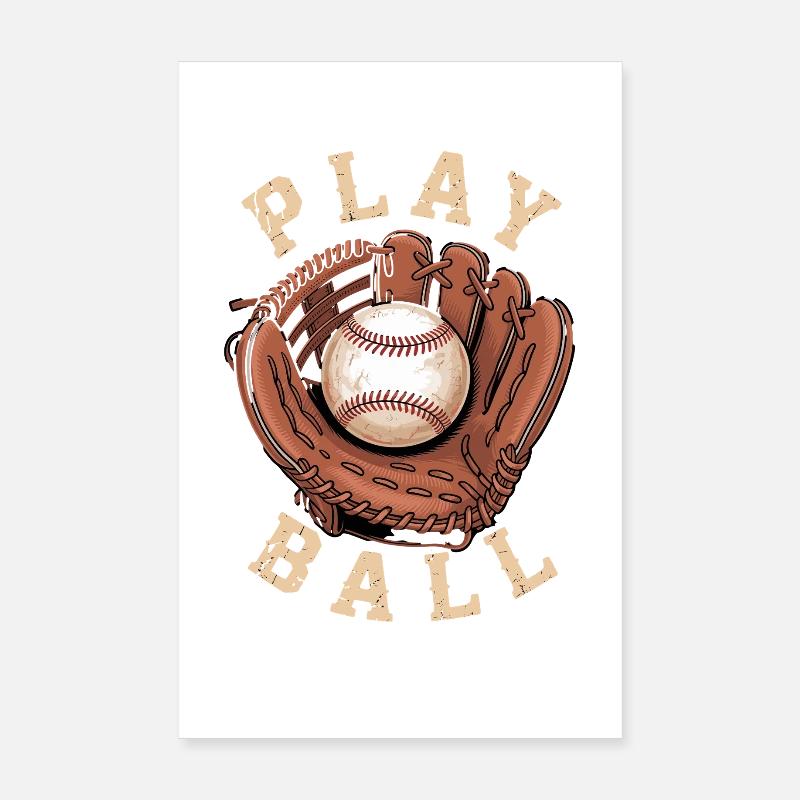 Jeu de baseball Gant Play Ball Design Poster 20 x 30 cm