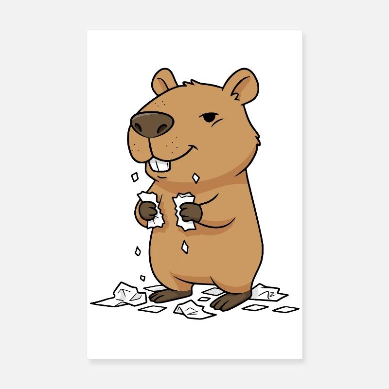 Capybara mange ses devoirs Poster 20 x 30 cm