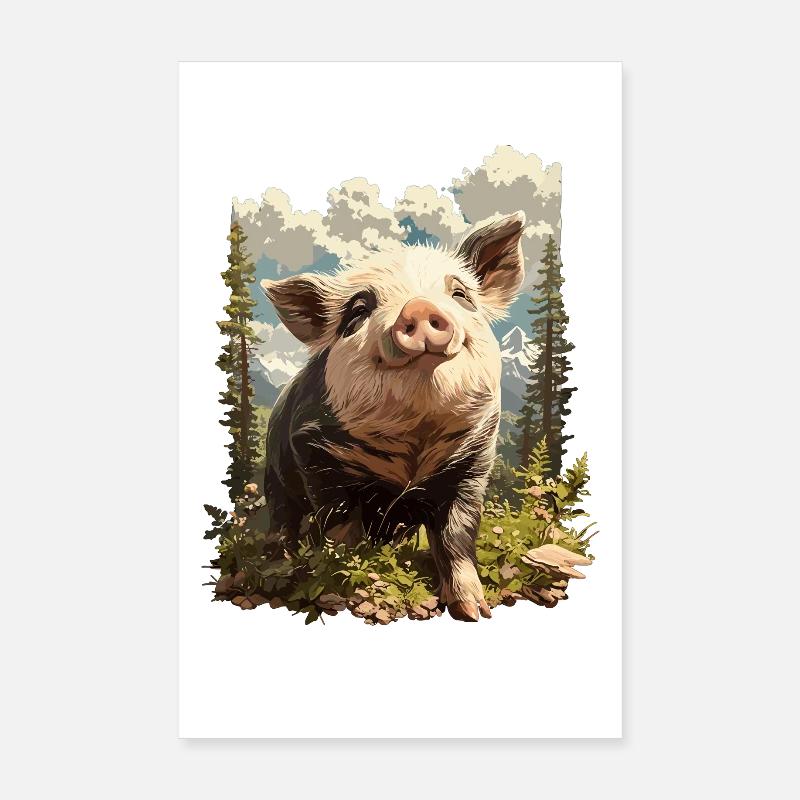 Cochon Cochon - Poster 20 x 30 cm - blanc