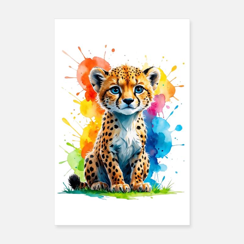 Éclaboussure colorée de petit guépard Poster 20 x 30 cm
