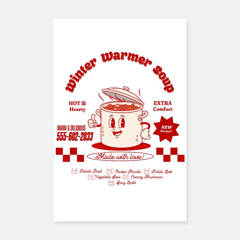 Pot de cuisson avec un logo rétro souriant Poster 20 x 30 cm