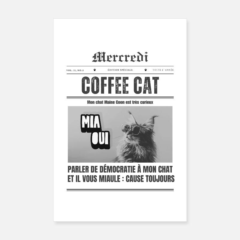 Coffee Cat Democracy Poster 8" x 12" (20x30 cm)