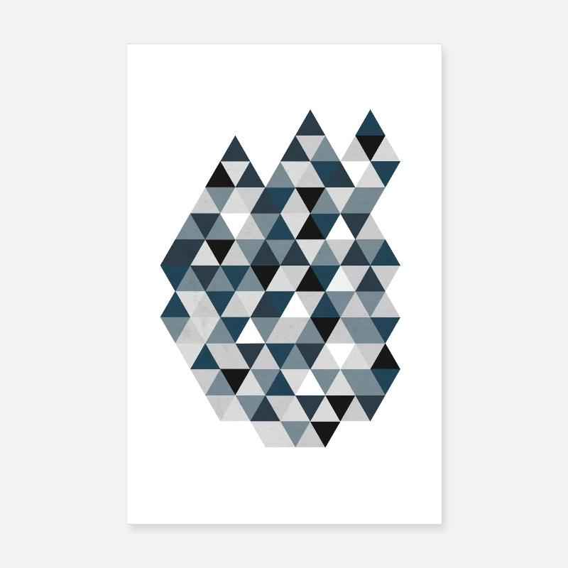 Blaue Dreiecks Mosaik  Geometry Triangles  Poster 20x30 cm