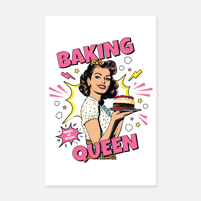 Cuisson Gâteau Cuisson Reine Cuisson Fée Boulanger Pop Art Poster 20 x 30 cm
