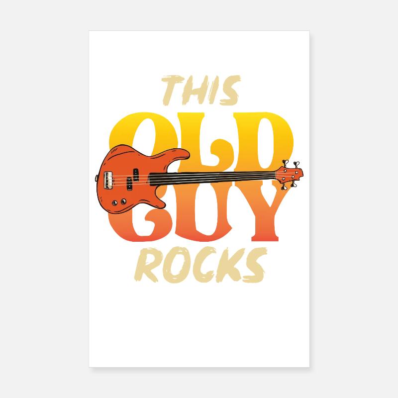 This Old Guy Rocks Guitar Tee Poster 8" x 12" (20x30 cm)