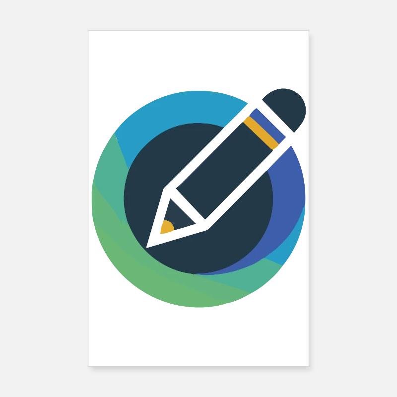 Abstract Circle Pencil Emblem Poster 8" x 12" (20x30 cm)