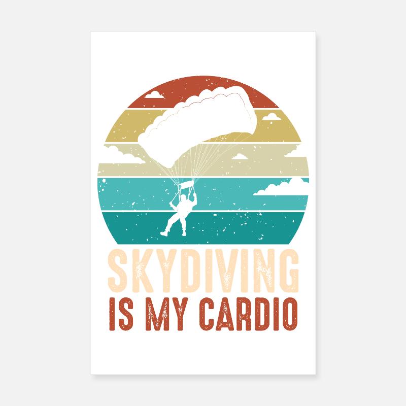 Parachutisme Cardio Retro Sunset Poster 20 x 30 cm