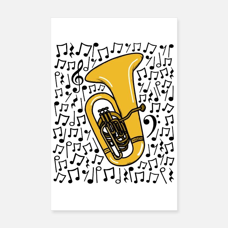 Tuba Musical Notes Tubaist Brass Musician Poster 8" x 12" (20x30 cm)