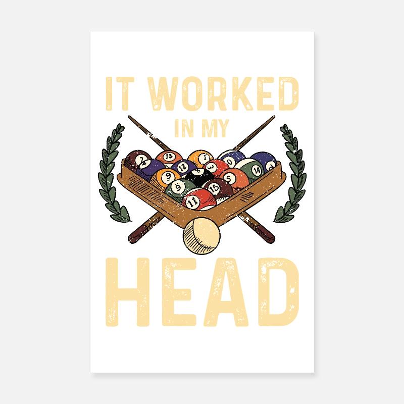 Head Has Pool Humor Poster 8" x 12" (20x30 cm)