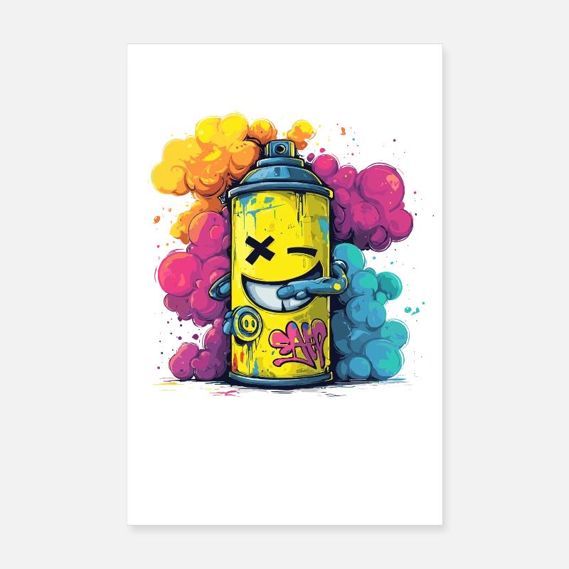 Spraykraft Gelb Graffiti Spraydosen Kunst Poster 20x30 cm
