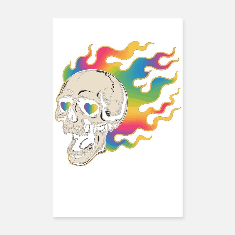 Psychedelic skull in fire design Poster 8" x 12" (20x30 cm)