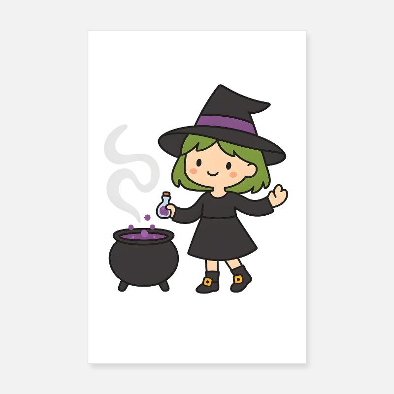 Sorcière de Kawaii avec conception de potions Poster 20 x 30 cm
