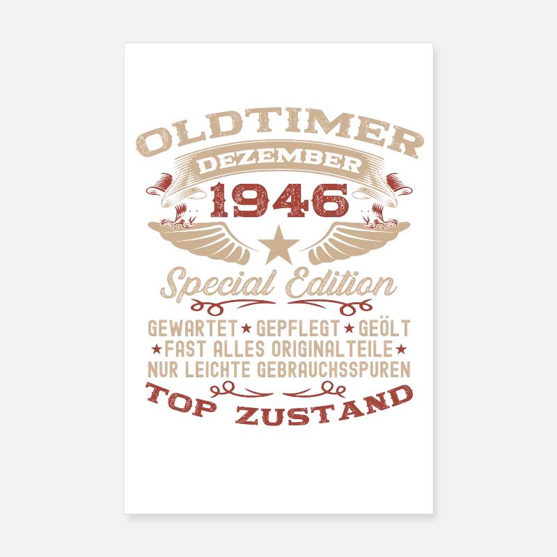 79. Geburtstag Geschenk Oldtimer Dezember 1946 Poster 20x30 cm