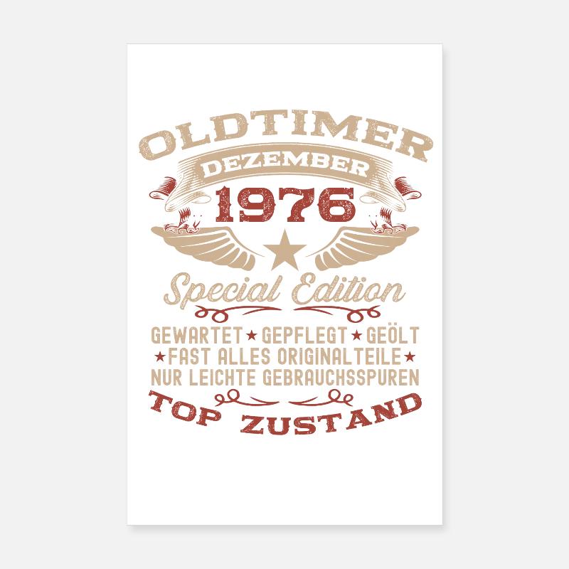 49. Geburtstag Geschenk Oldtimer Dezember 1976 Poster 20x30 cm