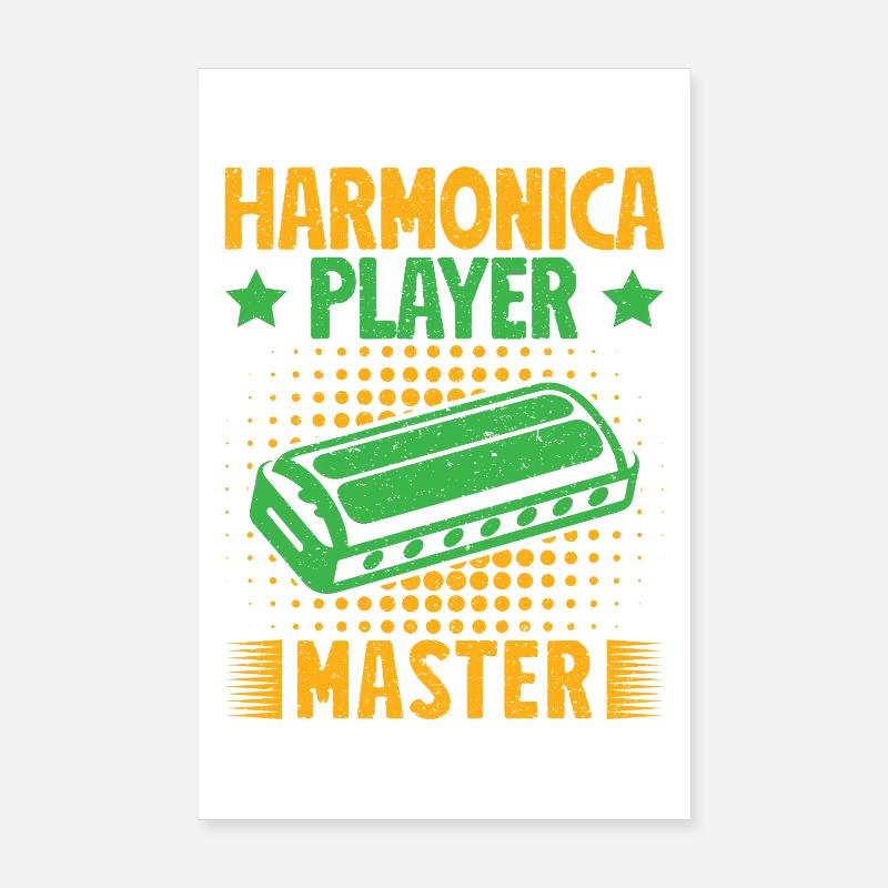 Harmoniciste Drôle Maître Harmonica Poster 20 x 30 cm
