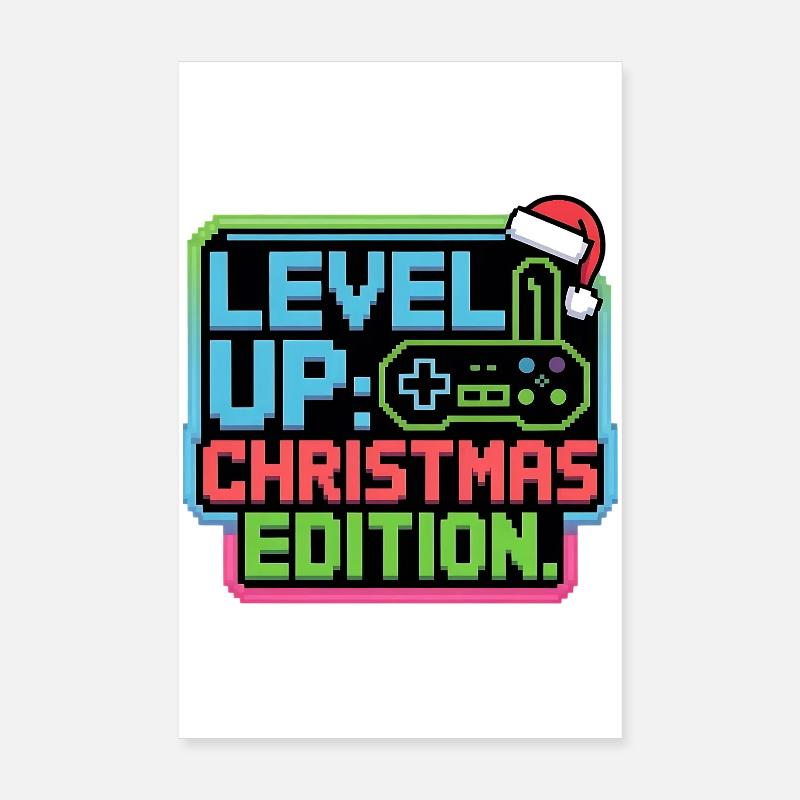 Level Up zu Weihnachten - Pixel Gamer Geschenk Poster 20x30 cm