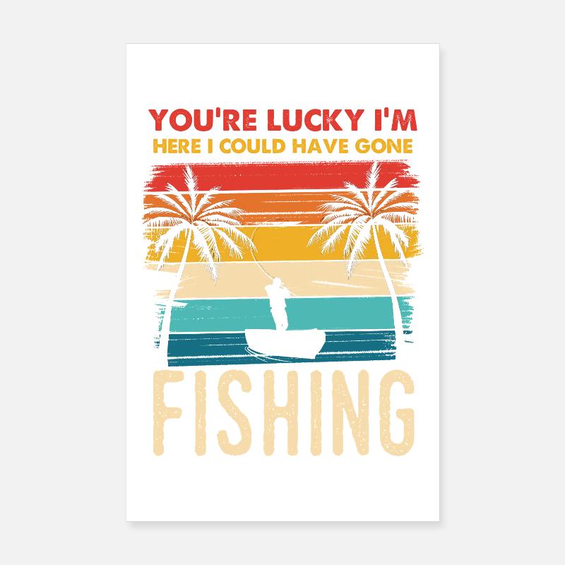 Fischerei Retro Sunset Silhouette Poster 20x30 cm